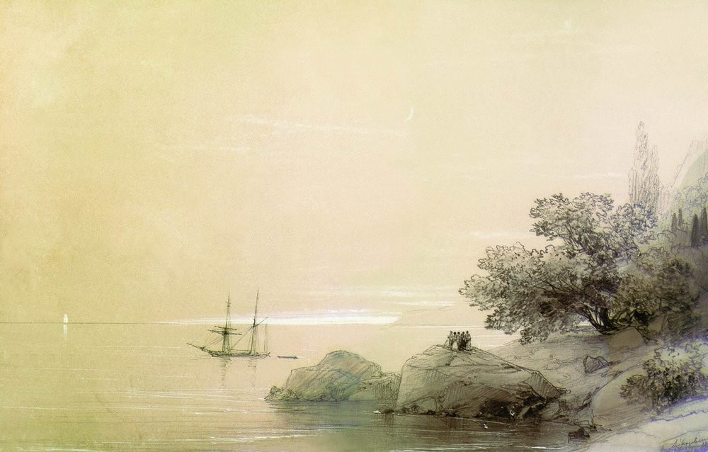 Sea against a rocky shore by Ivan Aivazovsky