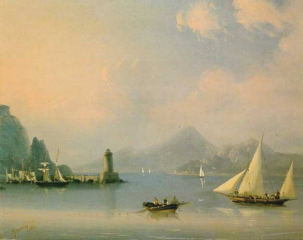 Sea channel with lighthouse by Ivan Aivazovsky