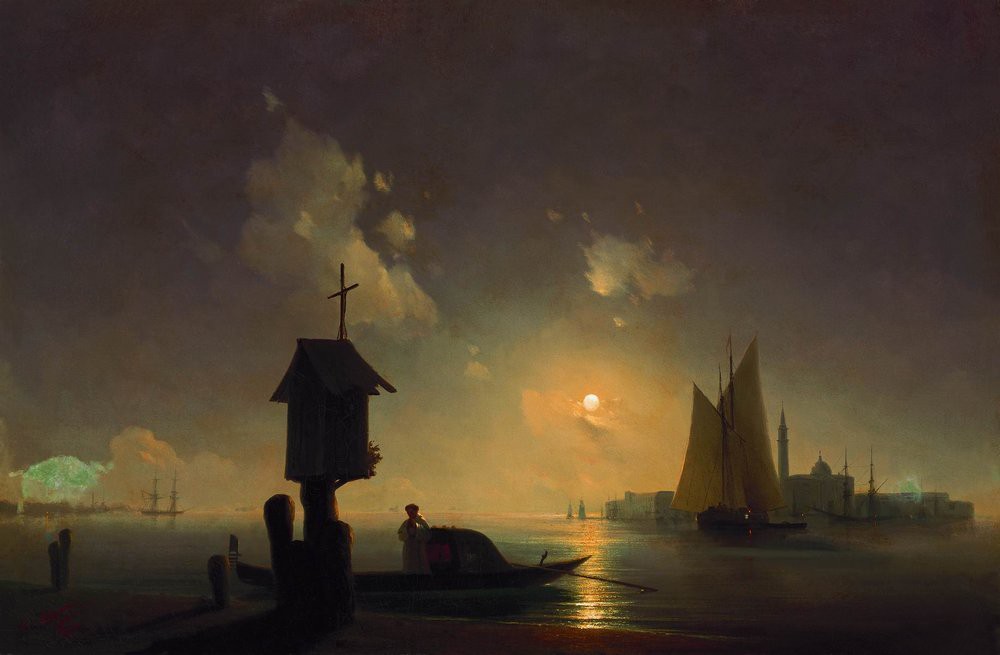 Sea view with chapel by Ivan Aivazovsky