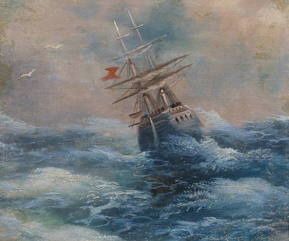 Sea with a ship by Ivan Aivazovsky
