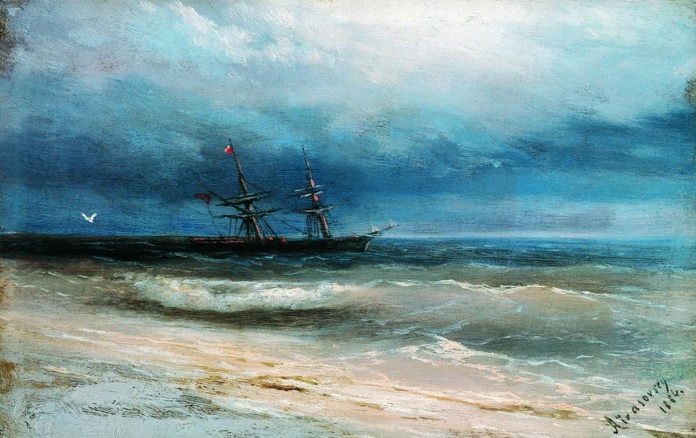 Sea with a ship by Ivan Aivazovsky