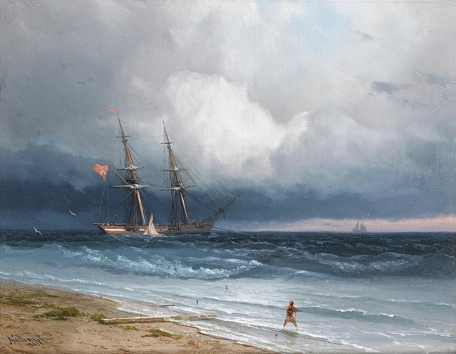 Ship by the Shore by Ivan Aivazovsky