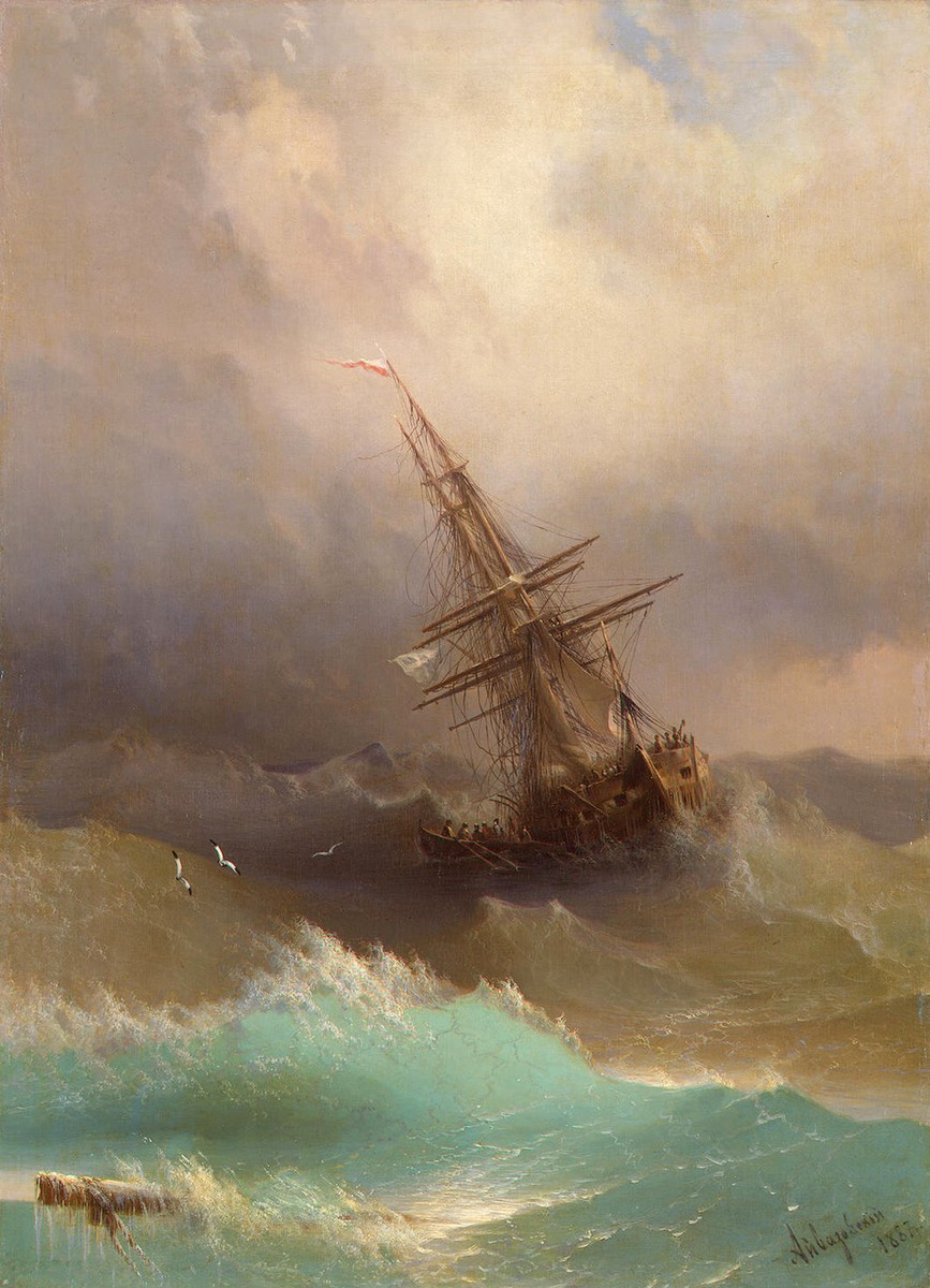 Ship in the Stormy Sea by Ivan Aivazovsky