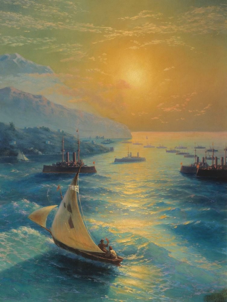 Ships at the Feodosiya raid by Ivan Aivazovsky