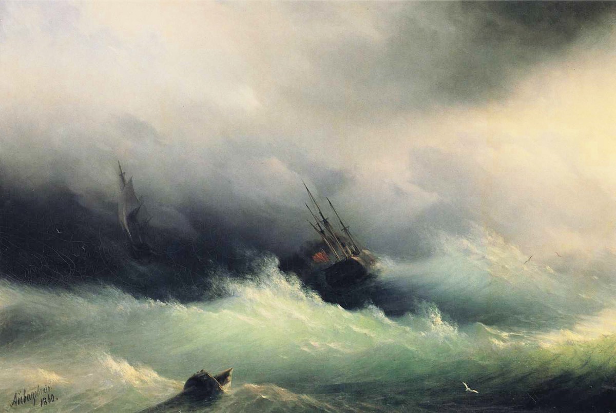 Ships in a Storm by Ivan Aivazovsky