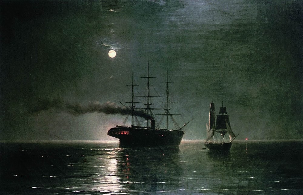 Ships in the stillness of the night by Ivan Aivazovsky