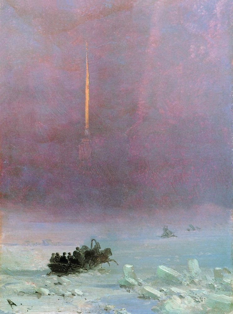 St. Petersburg. The ferry across the river by Ivan Aivazovsky