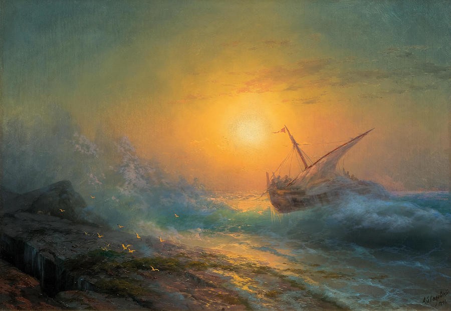 Stormy Sea at Sunset by Ivan Aivazovsky