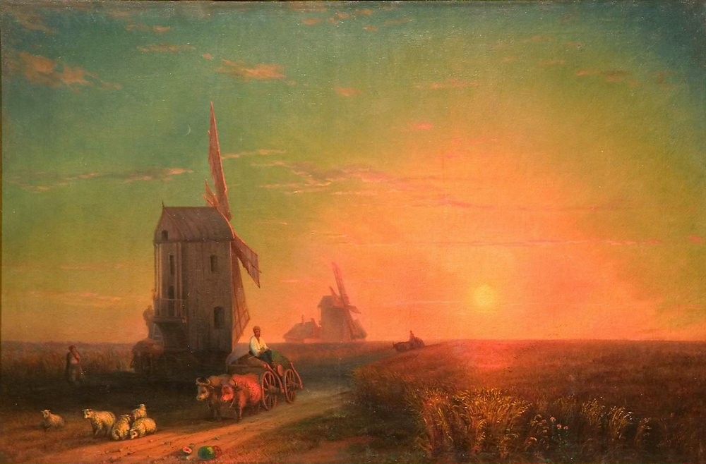 Sunset. Mill by Ivan Aivazovsky