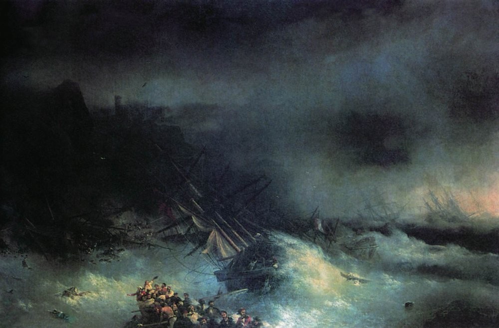 Tempest. Shipwreck of the foreign ship by Ivan Aivazovsky
