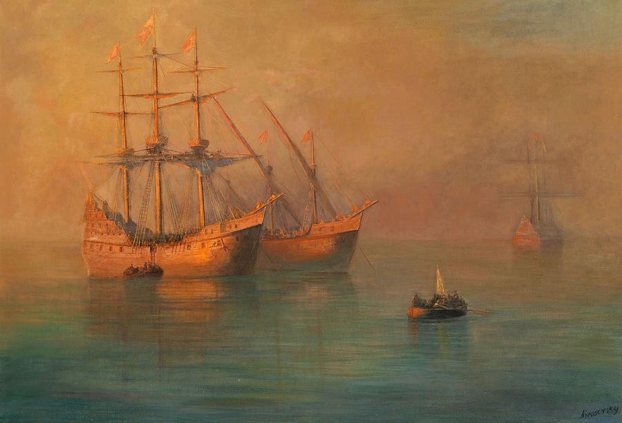 The Arrival of Columbus Flottila by Ivan Aivazovsky