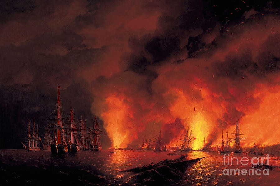 The Battle of Sinop on 18th November 1853 Night After Battle by Ivan Aivazovsky