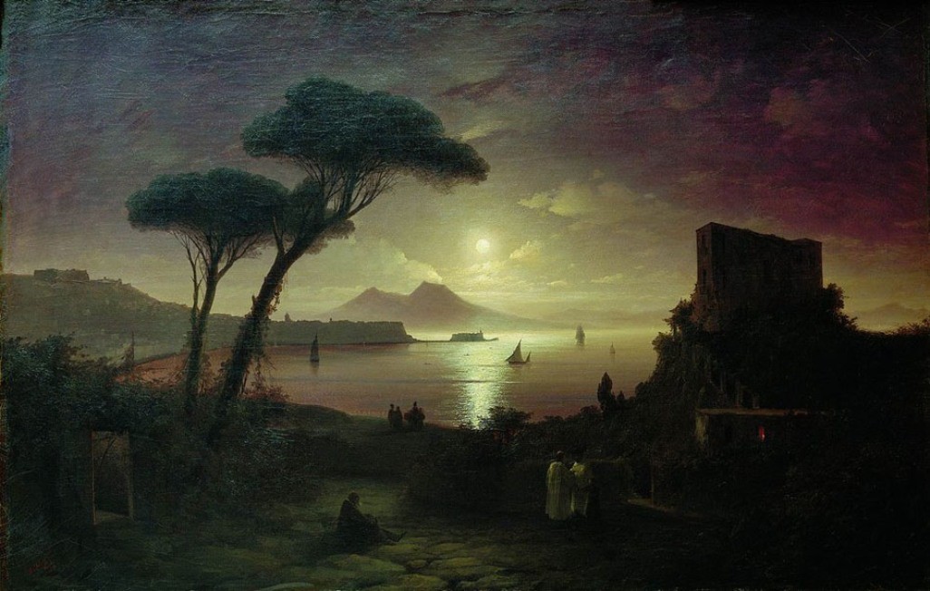 The Bay of Naples at moonlight night by Ivan Aivazovsky