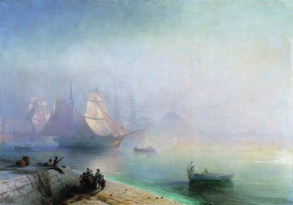 The Bay of Naples on misty morning by Ivan Aivazovsky