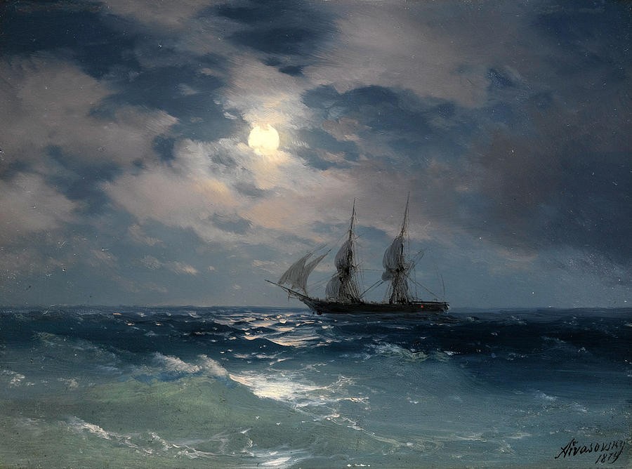The Brig Mercury in Moonlight by Ivan Aivazovsky