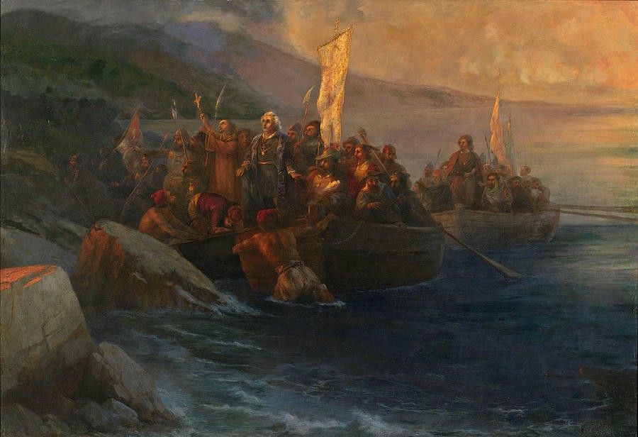 The Disembarkation of Christopher Columbus with Companions on Three Launches by Ivan Aivazovsky