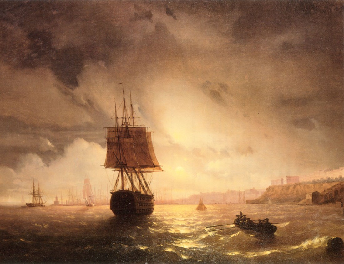 The Harbor At Odessa On The Black Sea by Ivan Aivazovsky