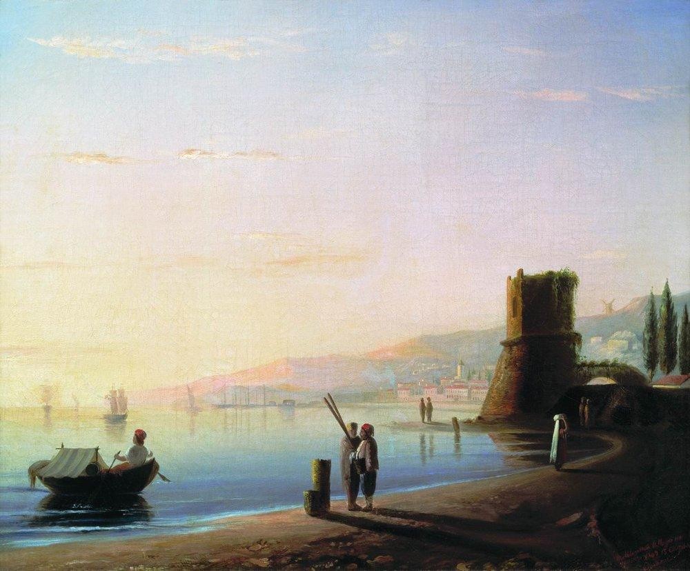 The pier in Feodosia by Ivan Aivazovsky