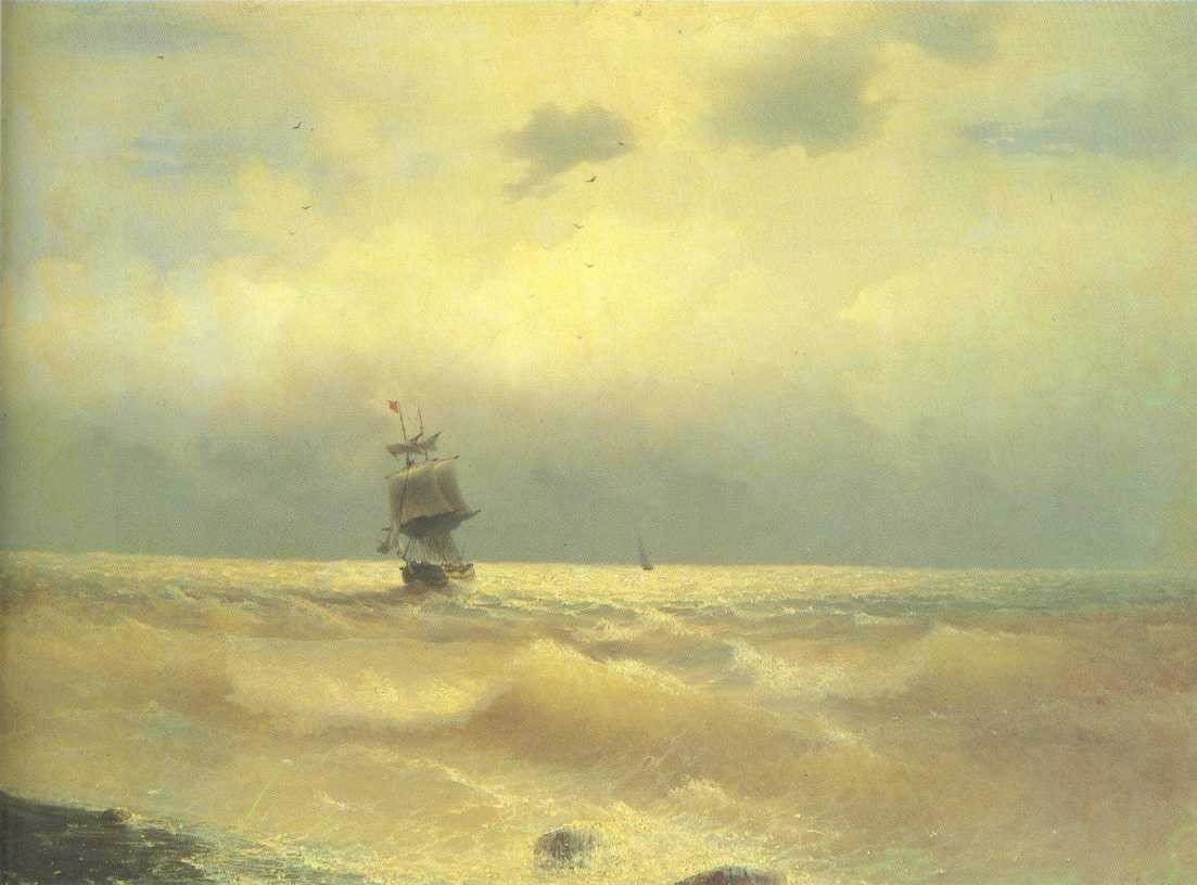 The ship near coast by Ivan Aivazovsky