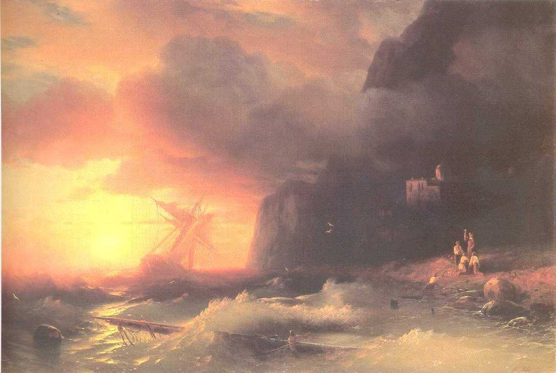 The Shipwreck near mountain of Aphon by Ivan Aivazovsky
