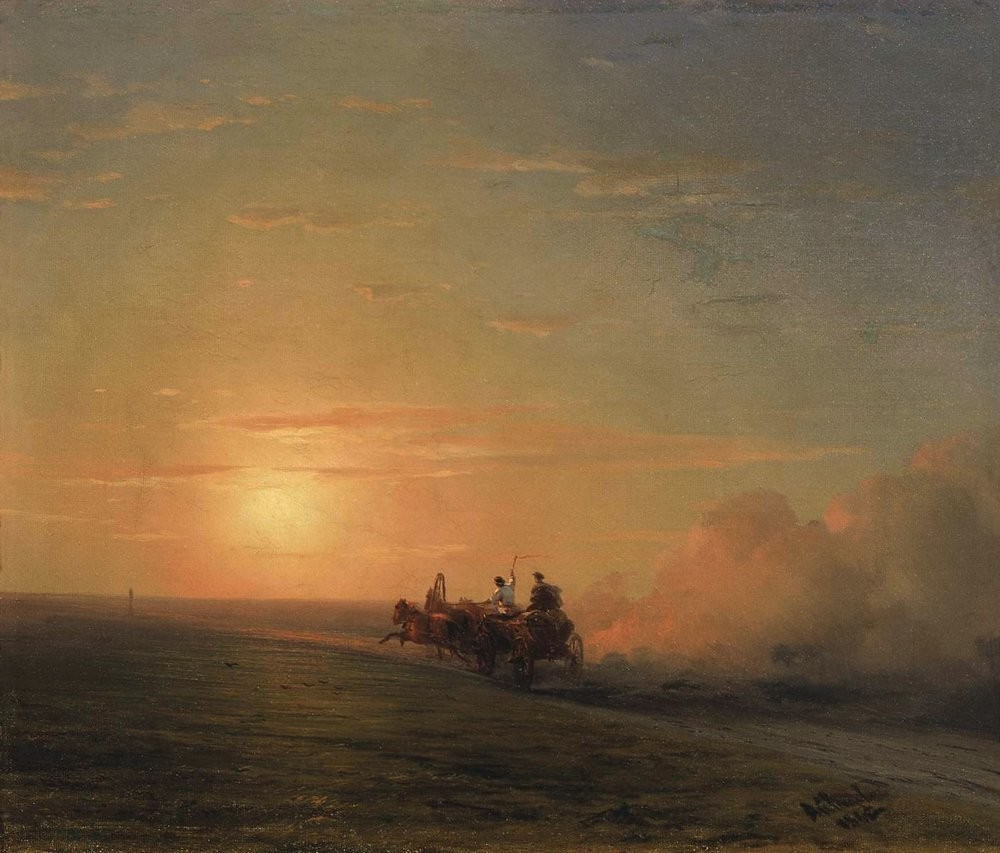 Troika in the steppe by Ivan Aivazovsky