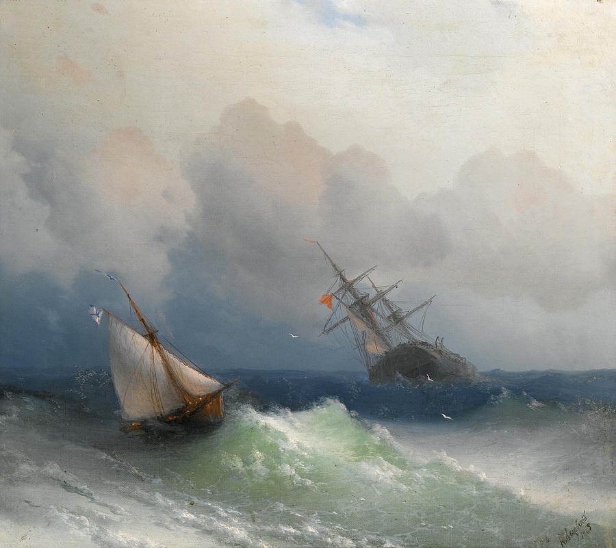 Two Ships at Sea by Ivan Aivazovsky