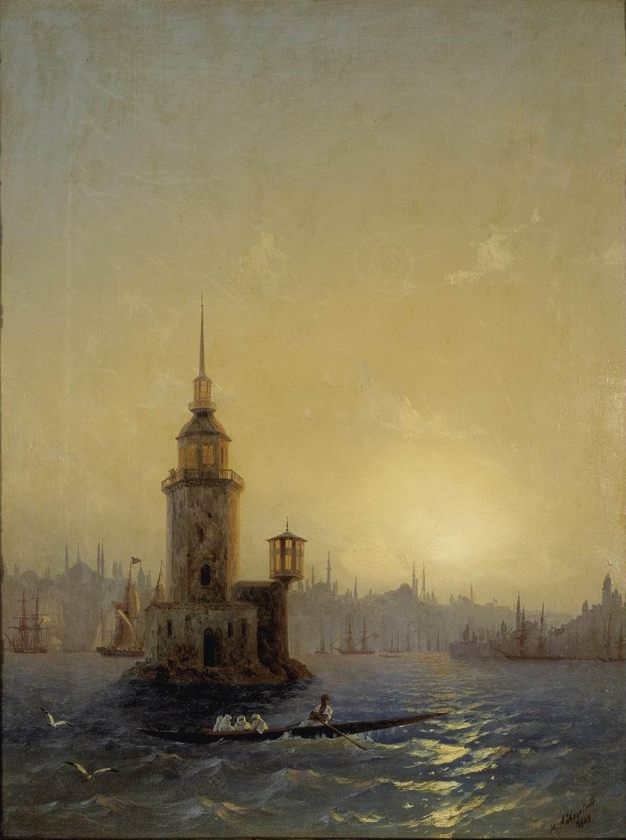 View of Leandrovsk tower in Constantinople by Ivan Aivazovsky