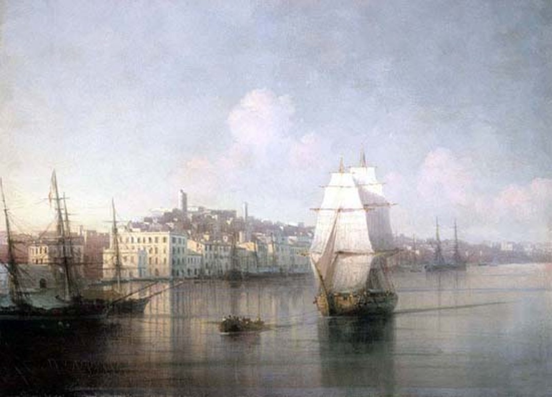 View of seaside town by Ivan Aivazovsky