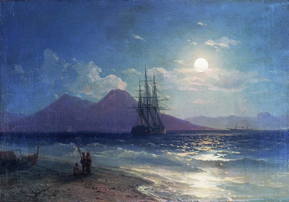 View of the sea at night by Ivan Aivazovsky
