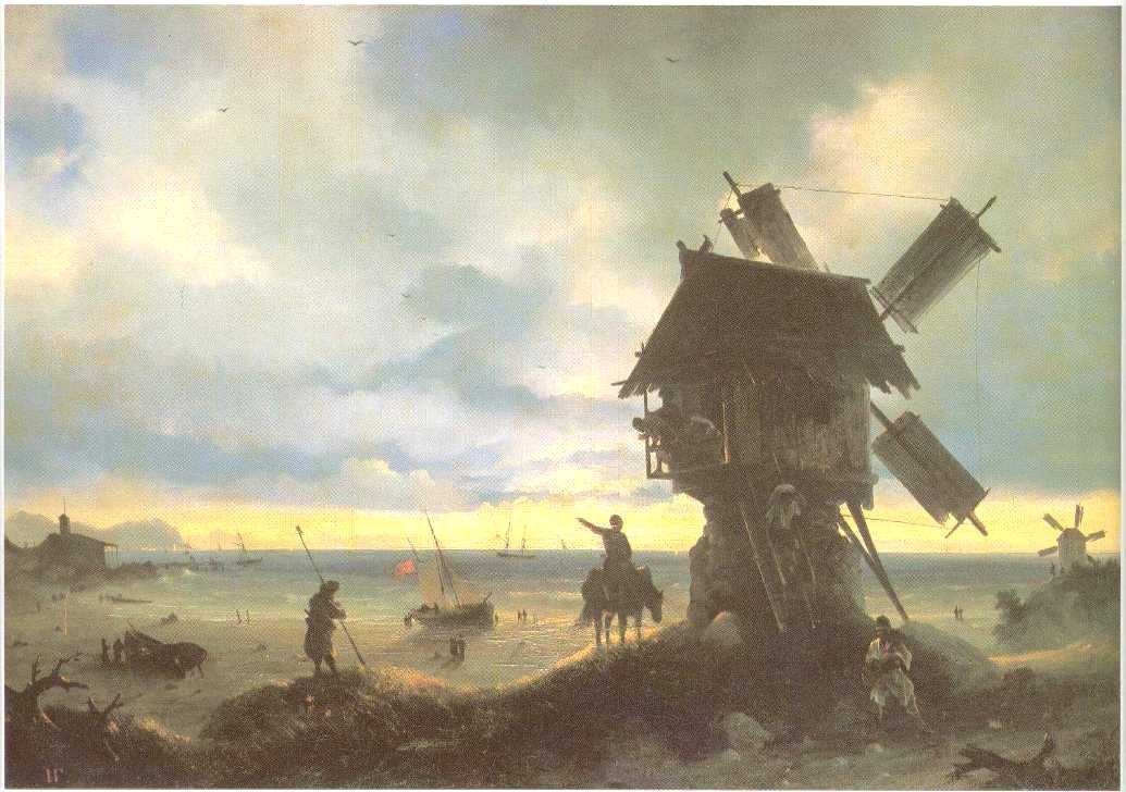 Windmill on the Sea Coast by Ivan Aivazovsky