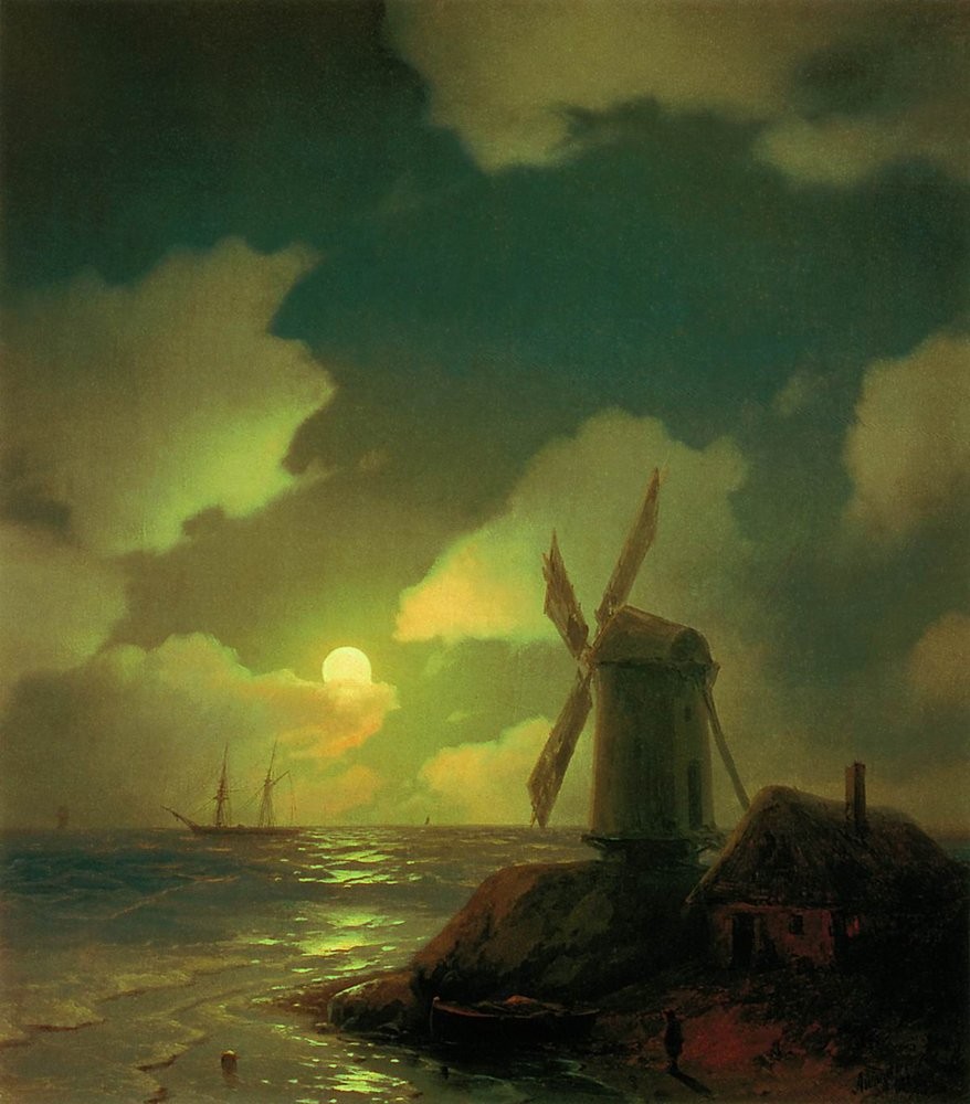 Windmill on the Sea Coast by Ivan Aivazovsky