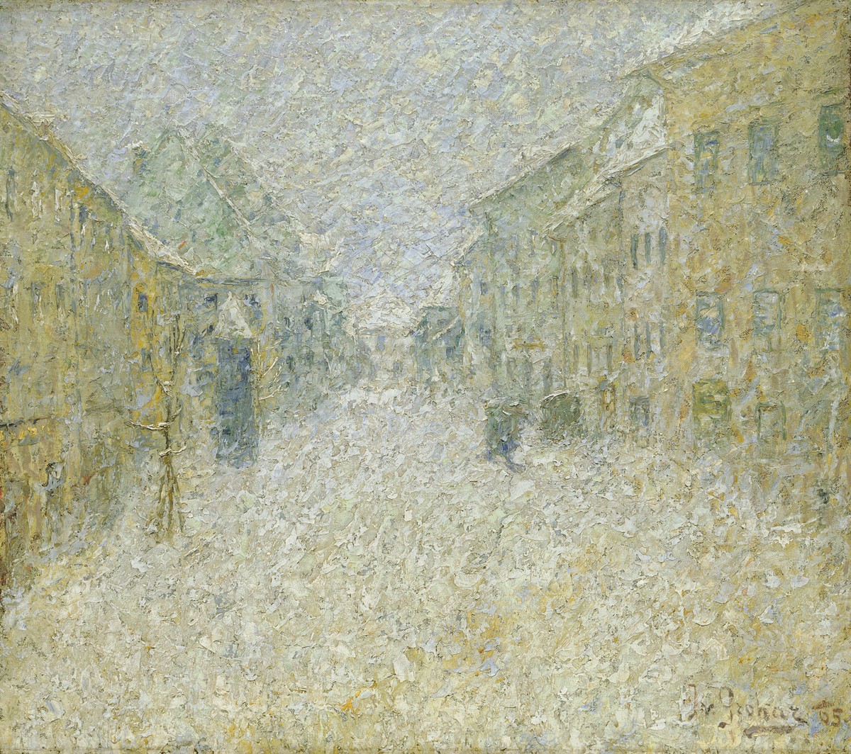 Škofja Loka in the snow by Ivan Grohar