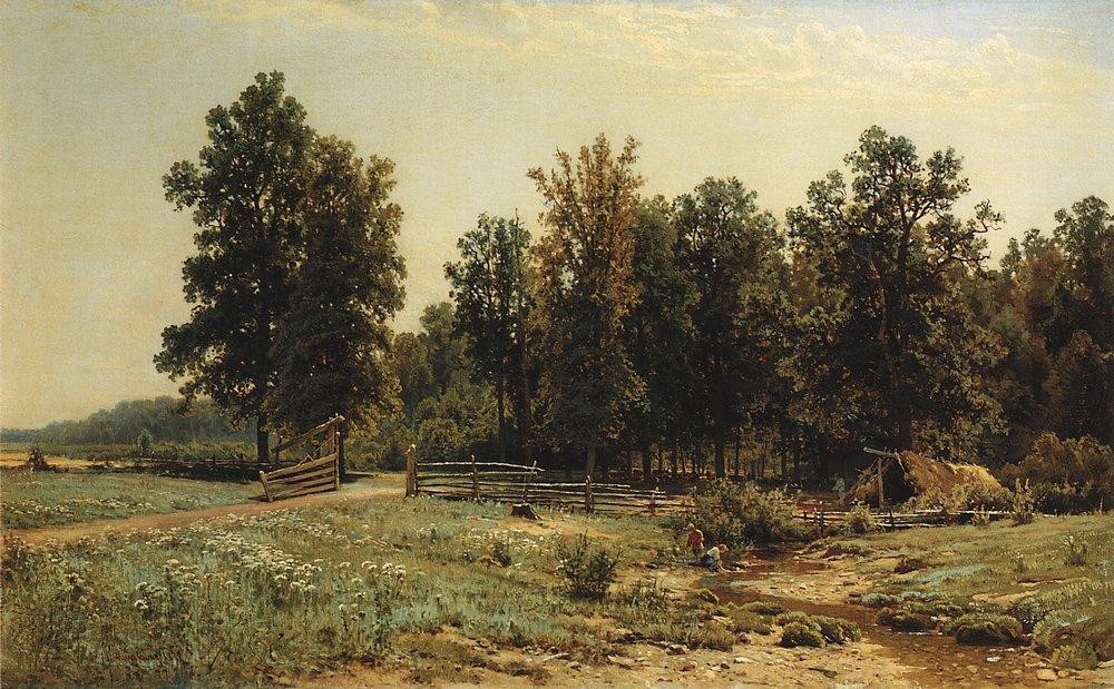At the edge of an oak forest by Ivan Shishkin
