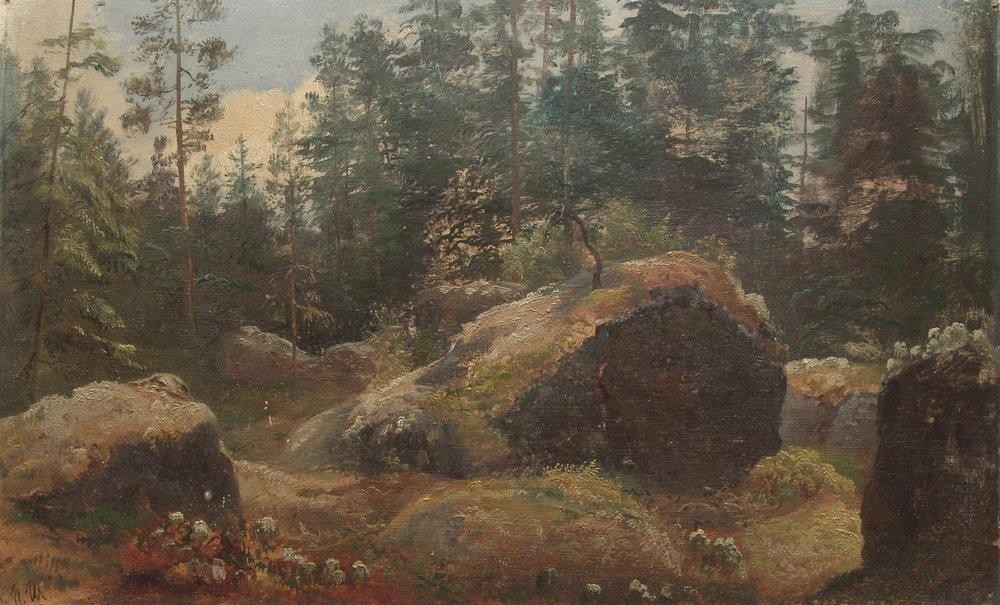 Boulders in forest by Ivan Shishkin