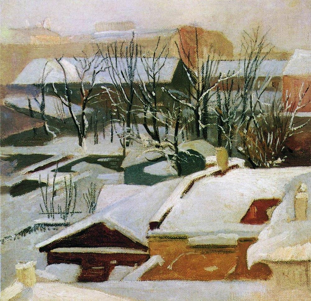 City roofs in winter by Ivan Shishkin