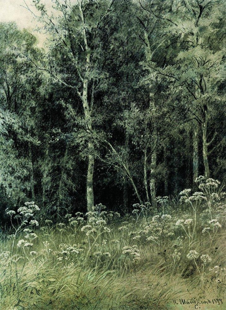 Flowers in the forest by Ivan Shishkin
