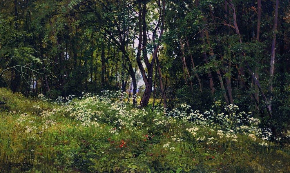 Flowers on the forest edge by Ivan Shishkin