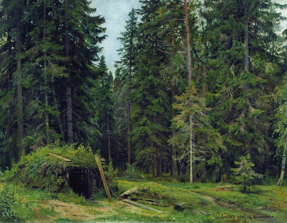 Forest hut by Ivan Shishkin