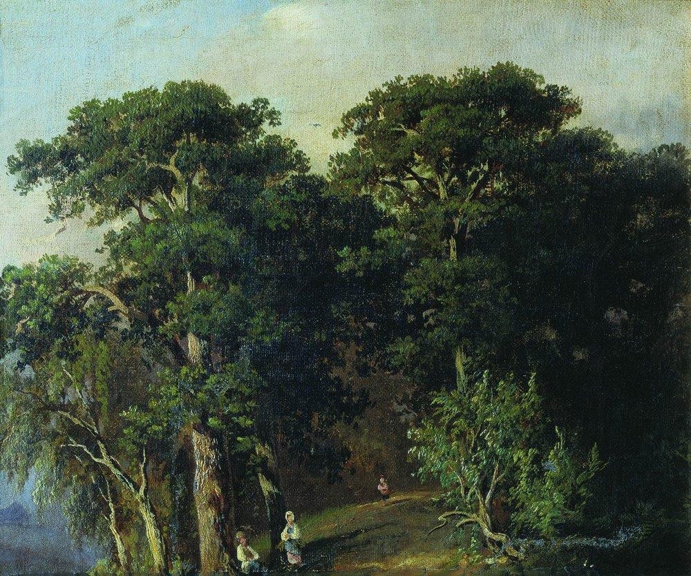 Forest Landscape with Figures by Ivan Shishkin