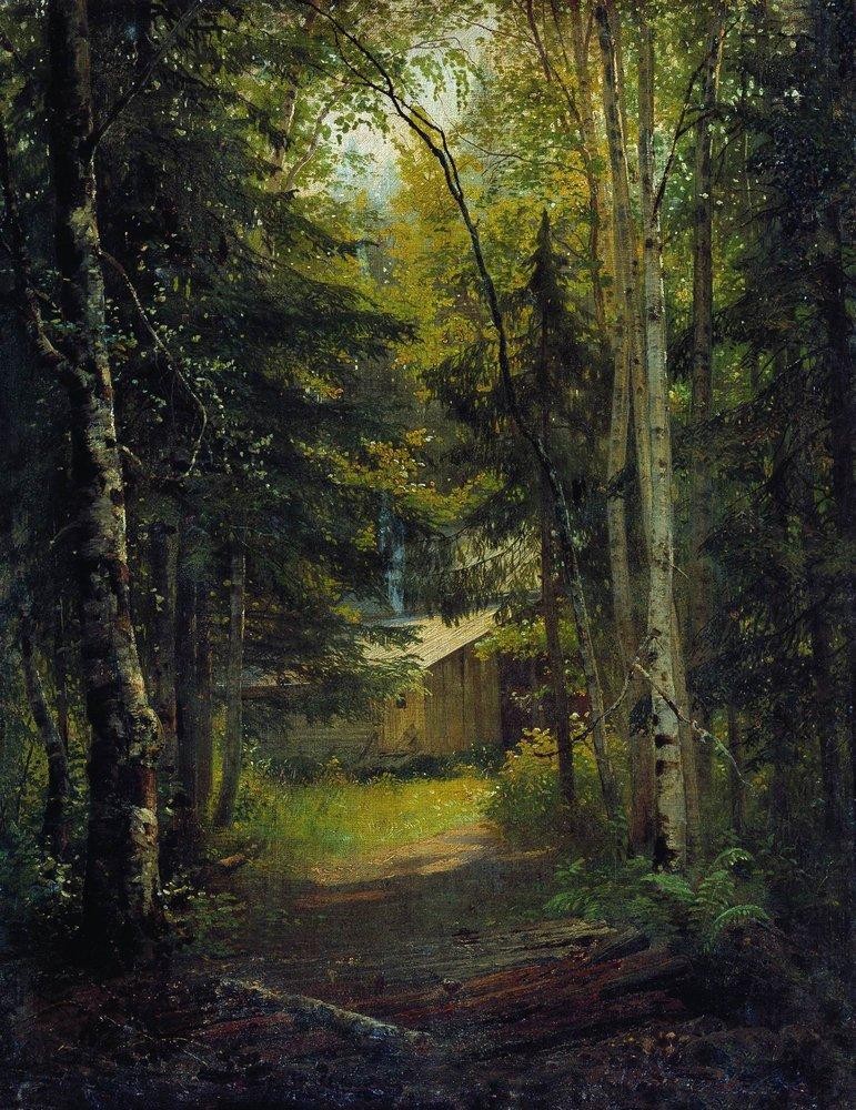 Hut in the the forest by Ivan Shishkin