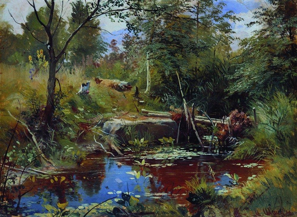 Landscape with bridge by Ivan Shishkin