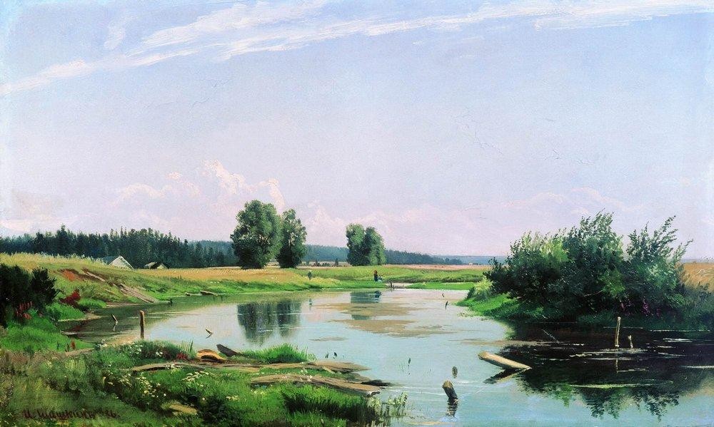 Landscape with lake by Ivan Shishkin