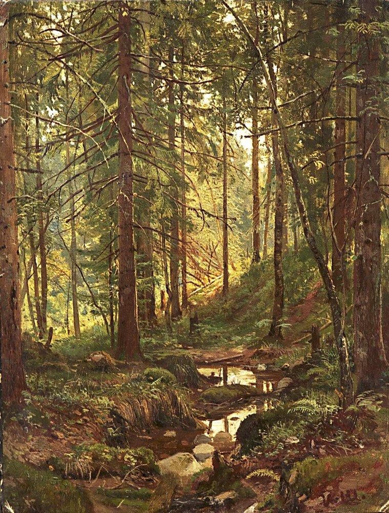 Stream by a Forest Slope by Ivan Shishkin