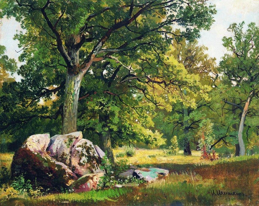 Sunny day in the woods. Oaks by Ivan Shishkin