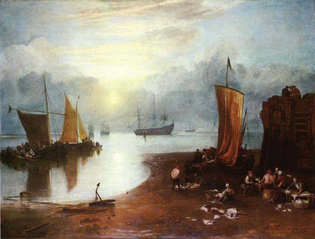 Sun Rising through Vapour: Fishermen Cleaning and Selling Fish by J.M.W. Turner