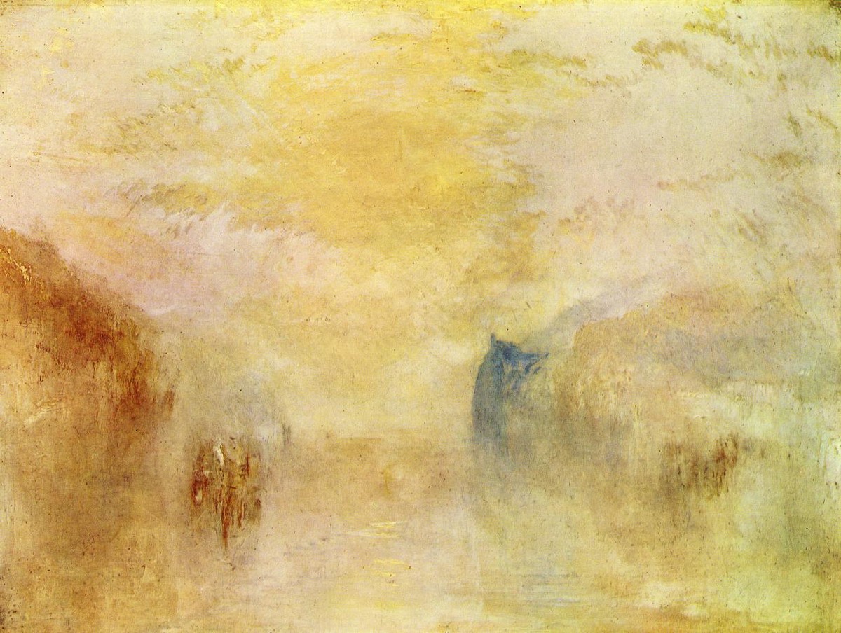 Sunrise, with a Boat between Headlands by J.M.W. Turner