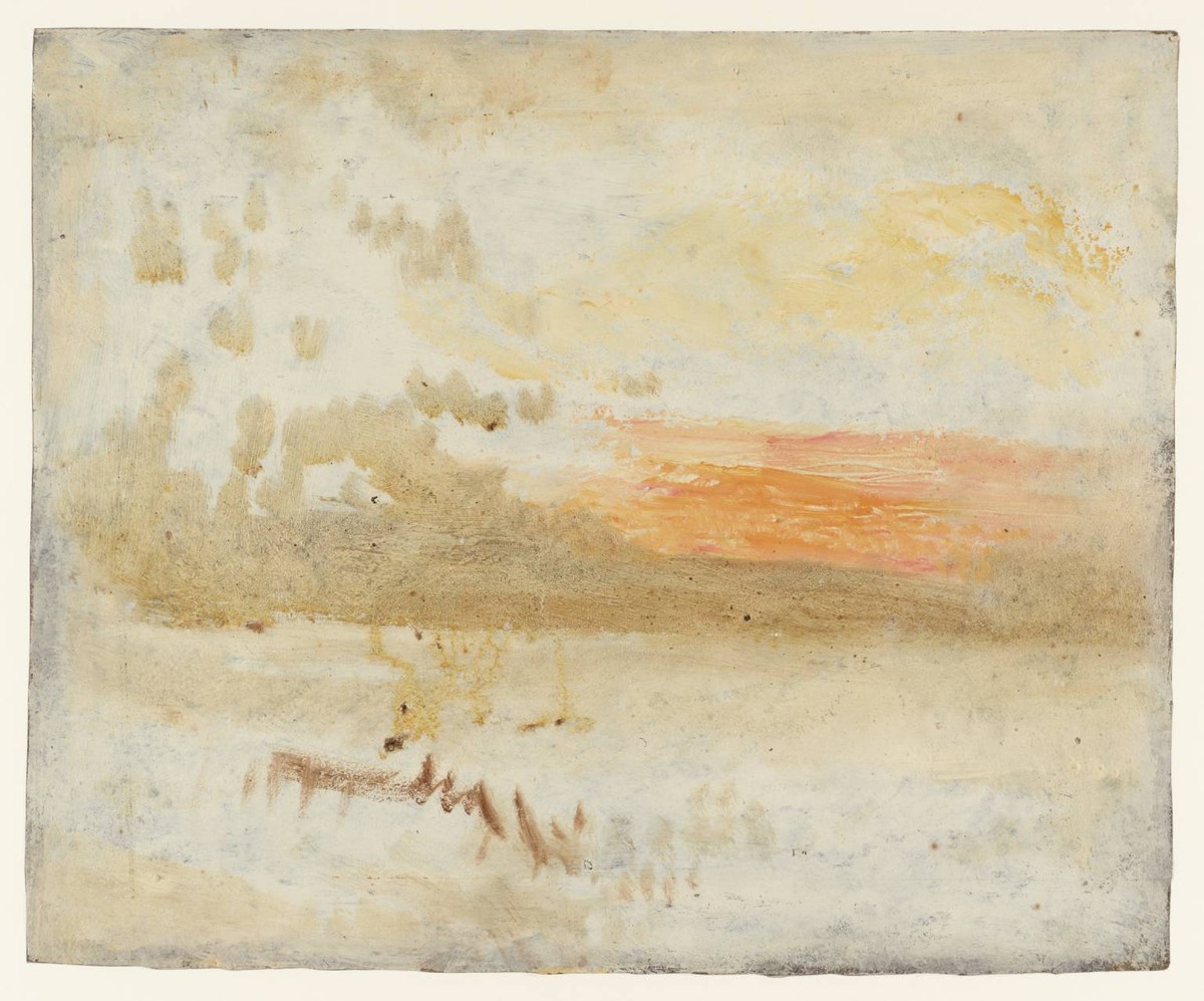 Sunset Seen from a Beach with Breakwater by J.M.W. Turner