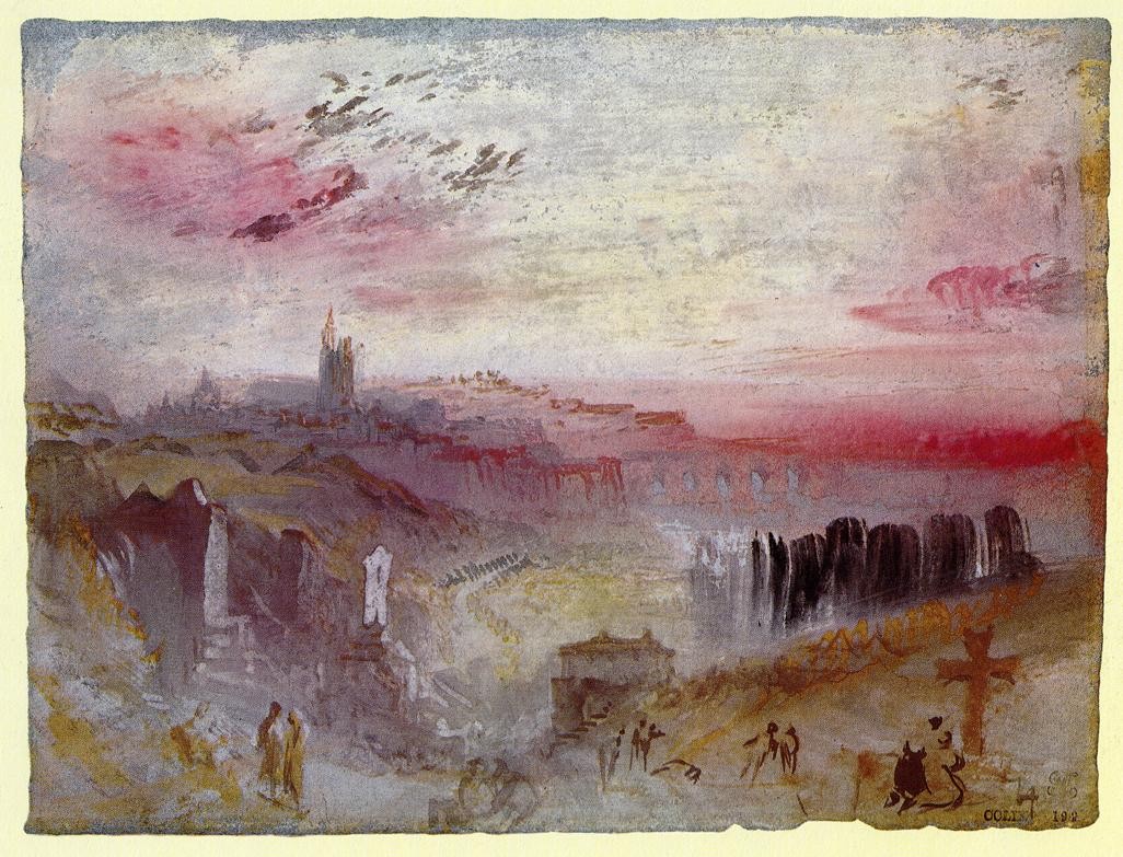View over Town at Sunset: a Cemetery in the Foreground by J.M.W. Turner