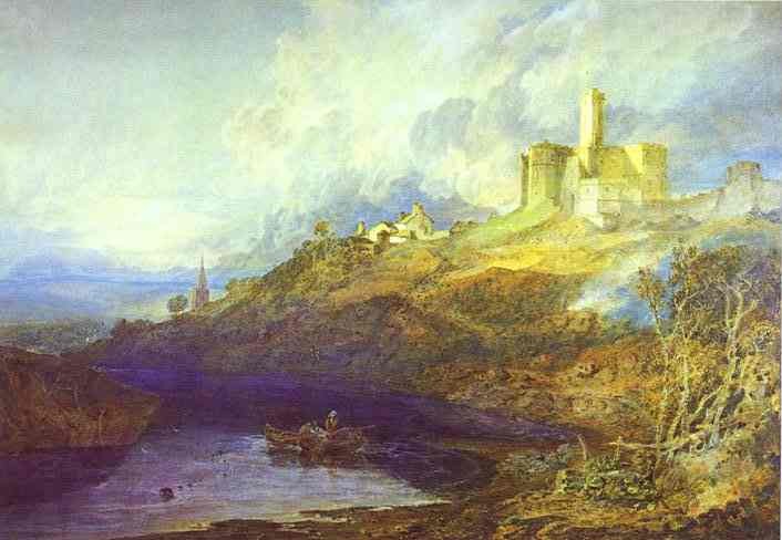 Warkworth Castle, Northumberland; Thunderstorm Approaching at Sunset by J.M.W. Turner