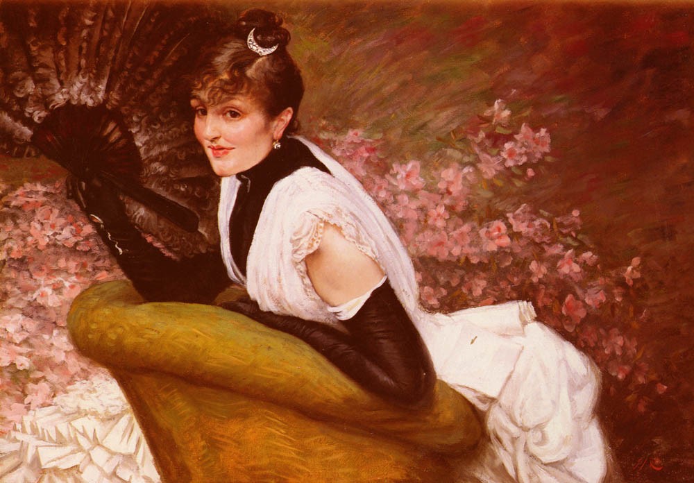Portrait Of A Lady with a Fan by James Tissot